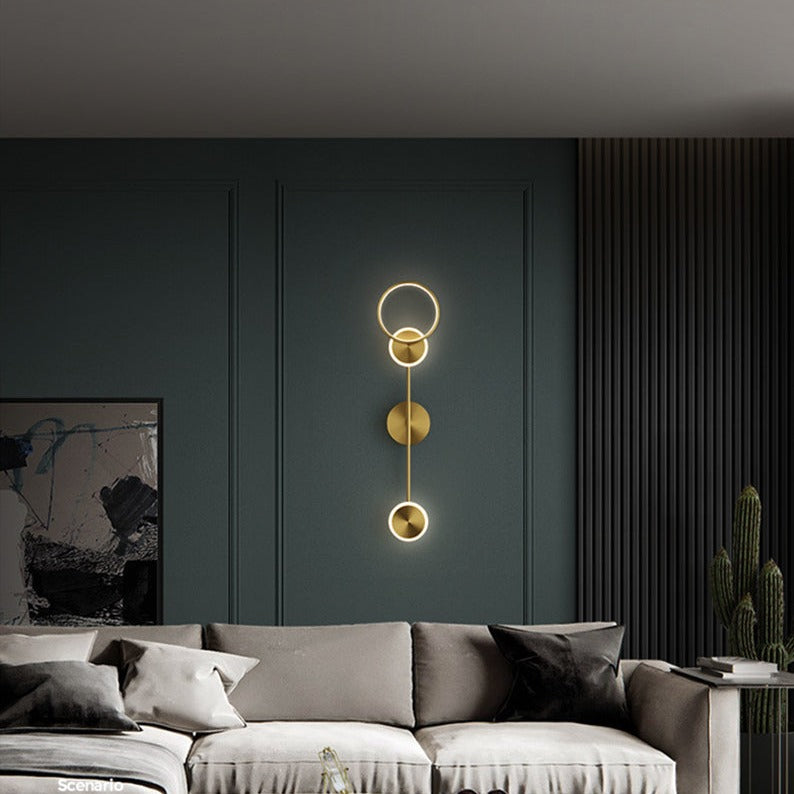 Aplique LED circular moderno Sicilia en metal dorado