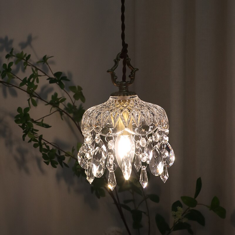 pendant light vintage with lampshade in Phitz crystal