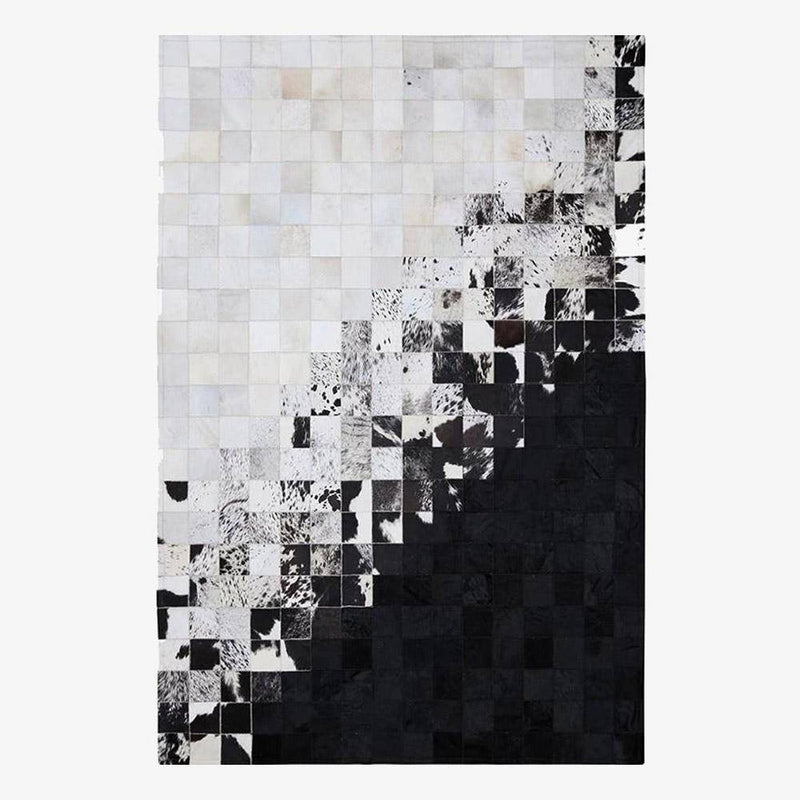 Tapis rectangle moderne avec carrés noirs et blancs
