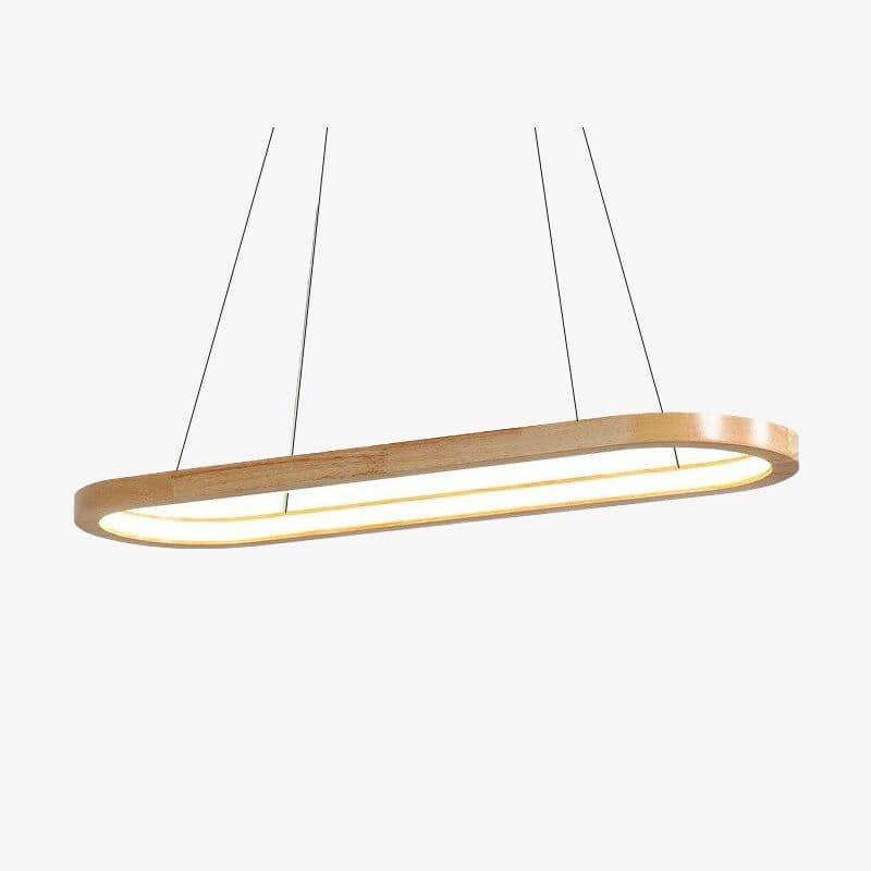 Lustre design LED avec anneaux en bois style Nordic