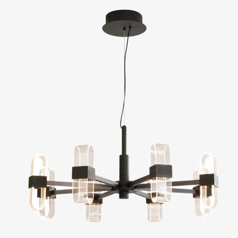 Design chandelier with adjustable shades and Nevis transparencies