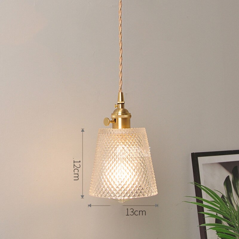 pendant light vintage LED with lampshade Finnian glass