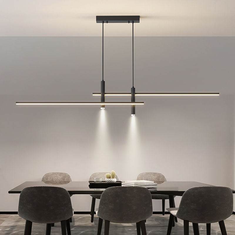 Lustre design LED minimaliste en barre métallique Sarno