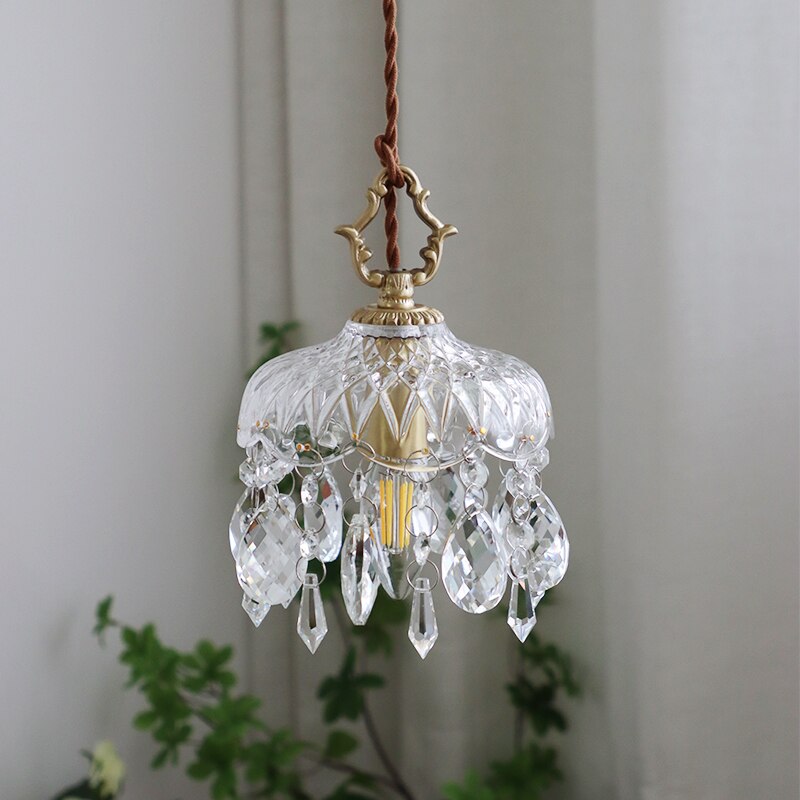 pendant light vintage with lampshade in Phitz crystal