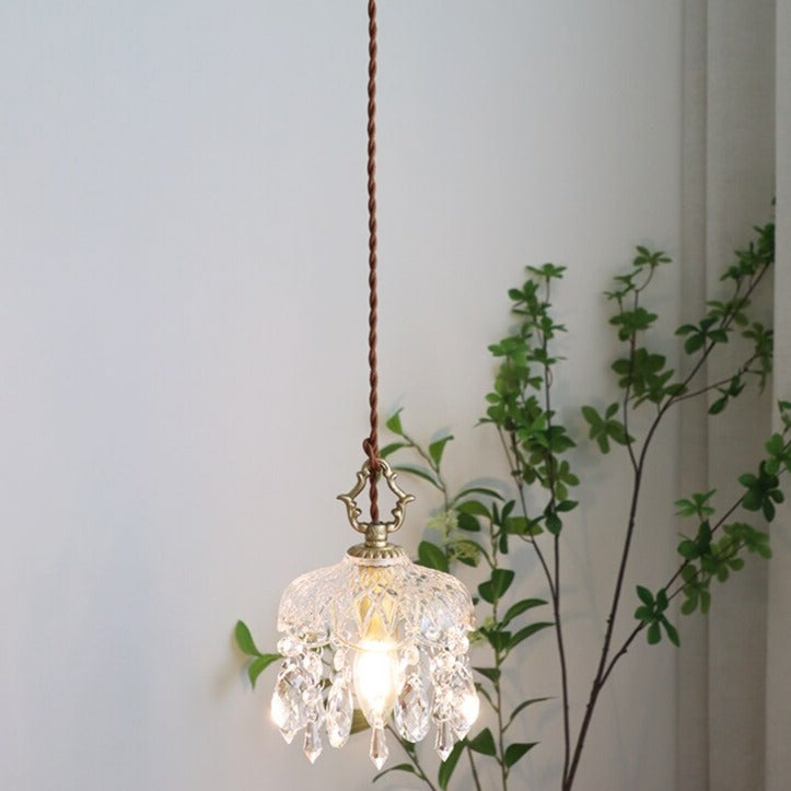 pendant light vintage with lampshade in Phitz crystal