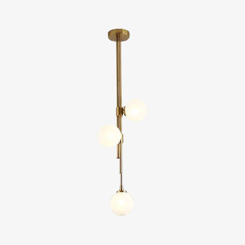 Lámpara de suspensión tubo de oro y bolas de cristal modernas