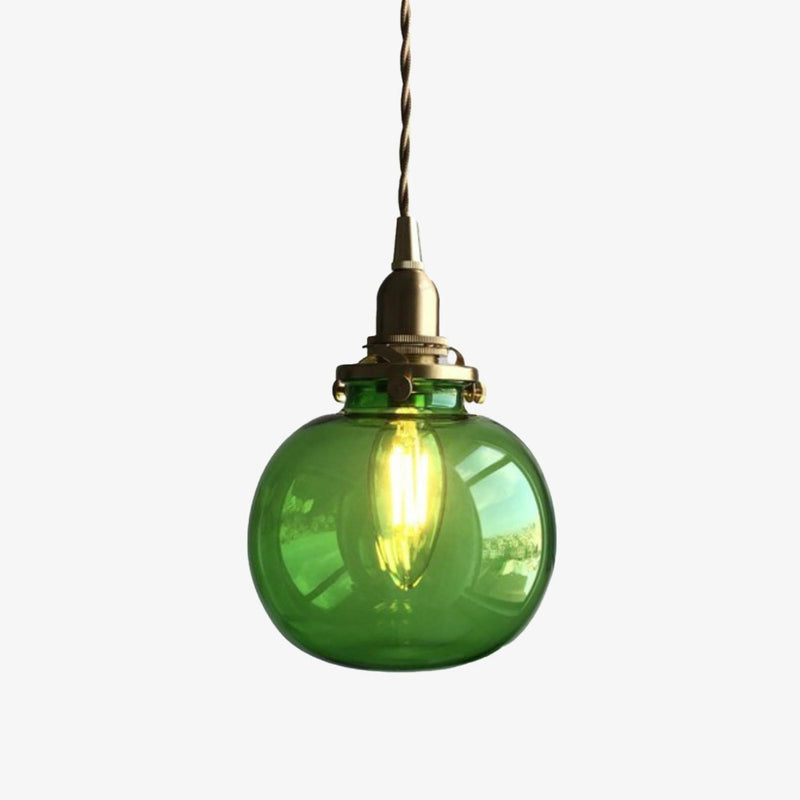 pendant light oval ball in smoked glass Brass