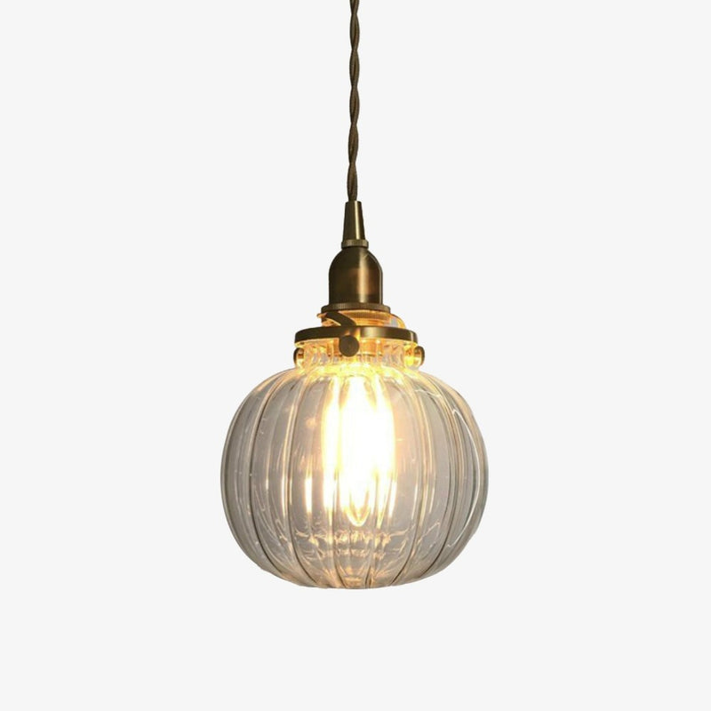 pendant light oval ball in smoked glass Brass