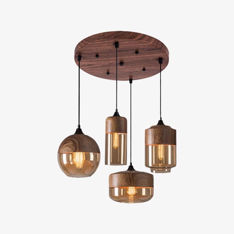 Lámpara de suspensión design en madera y cristal Loft Retro