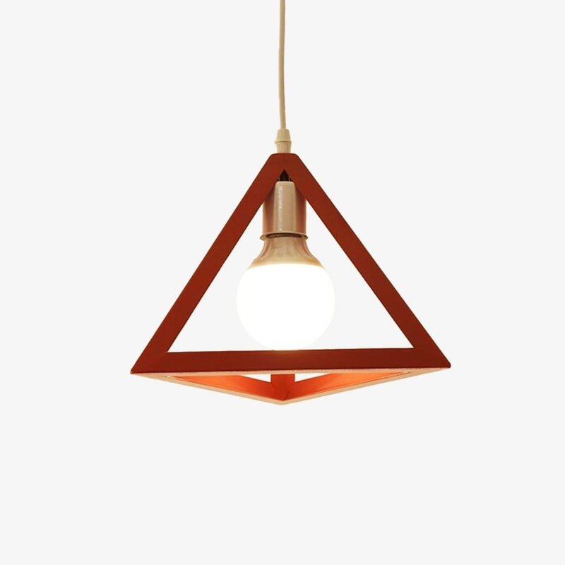 Lámpara de suspensión design en un triángulo de diferentes colores
