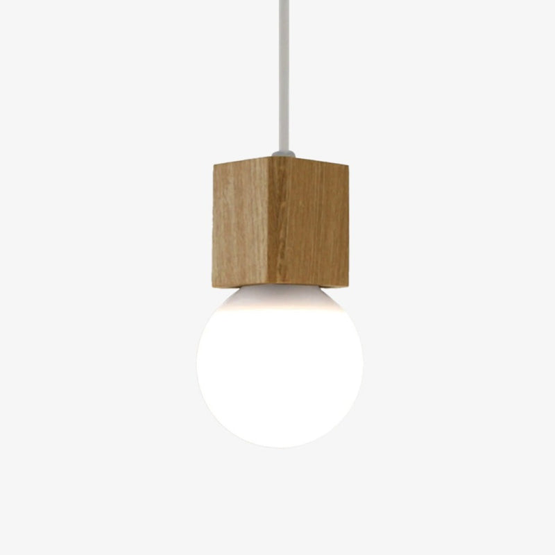 Lámpara de suspensión en madera cúbica Madera
