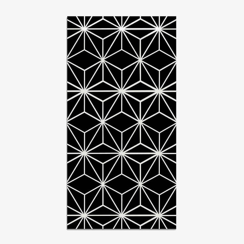 Modern black rectangle rug with geometrical shapes Rug