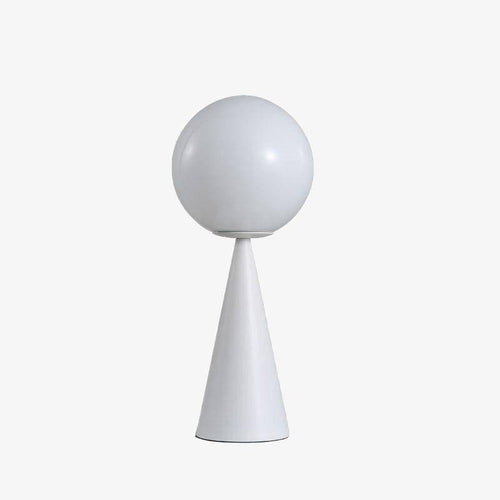 Lampe à poser design LED conique avec boule en verre