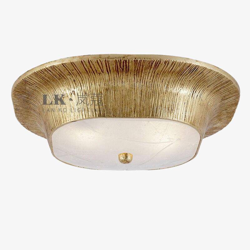 Retro style LED ceiling light in gold metal