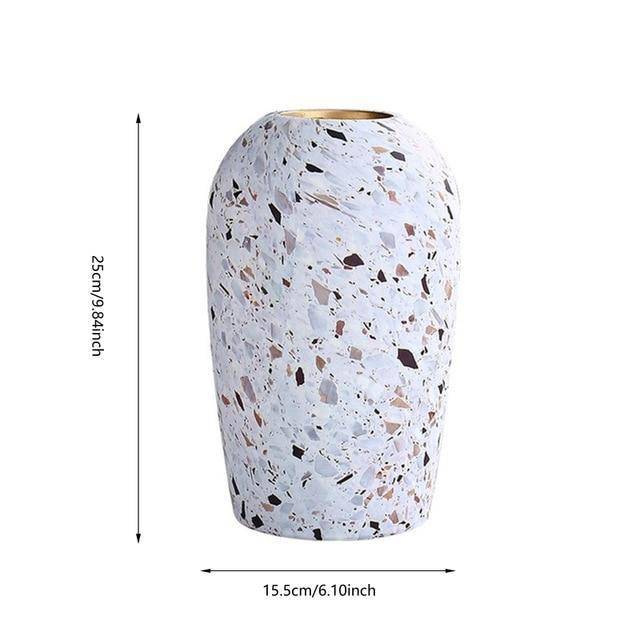 Terrazzo style ceramic design vase white