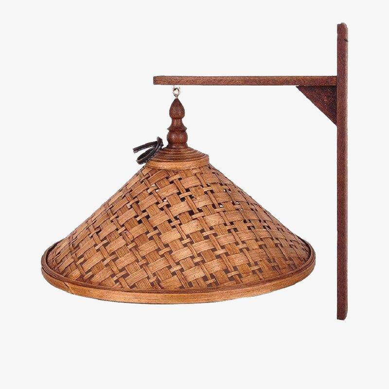 wall lamp with lampshade conical bamboo hanging Chinese