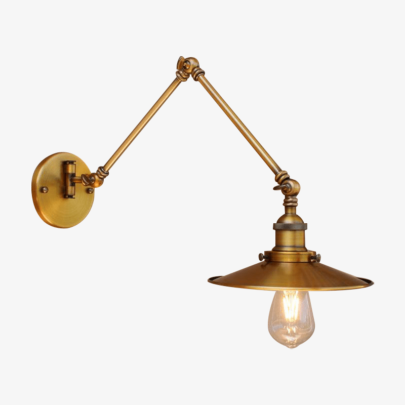 Lámpara de pared dorada de estilo antiguo con brazo oscilante
