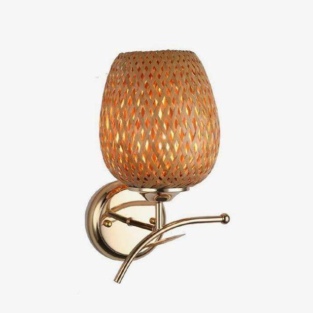 wall lamp in bamboo and gold plated Asian stand