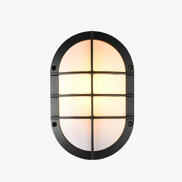 Moderna lámpara LED ovalada de exterior con rejilla