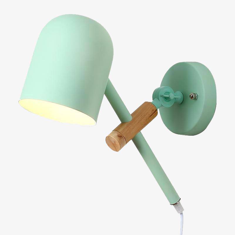 wall lamp LED design in wood and coloured metal