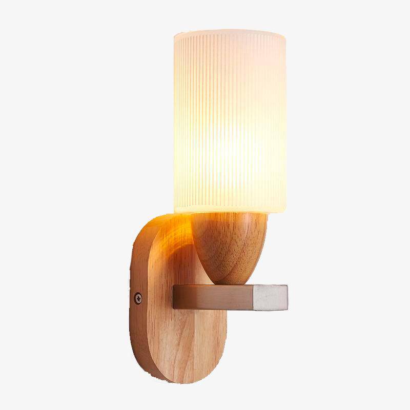 wall lamp LED in wood and lampshade in glass Arandela