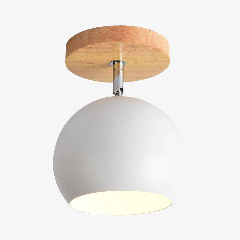 wall lamp wooden LED and metal ball with adjustable colour