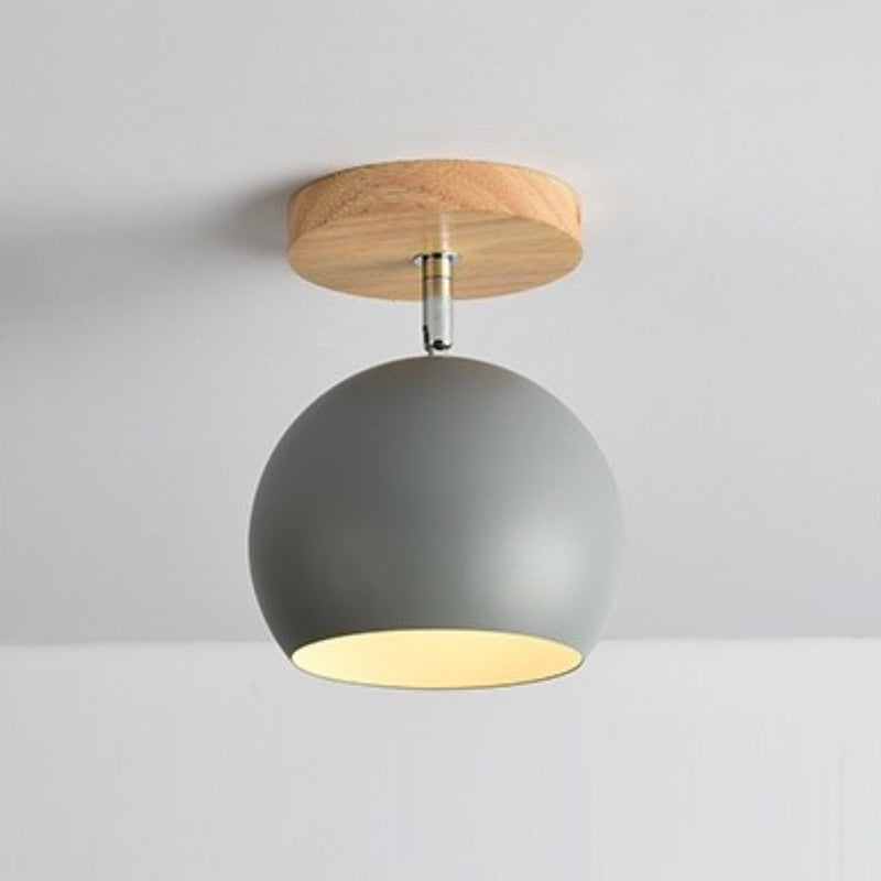 Applique LED en bois et boule en métal de couleur ajustable