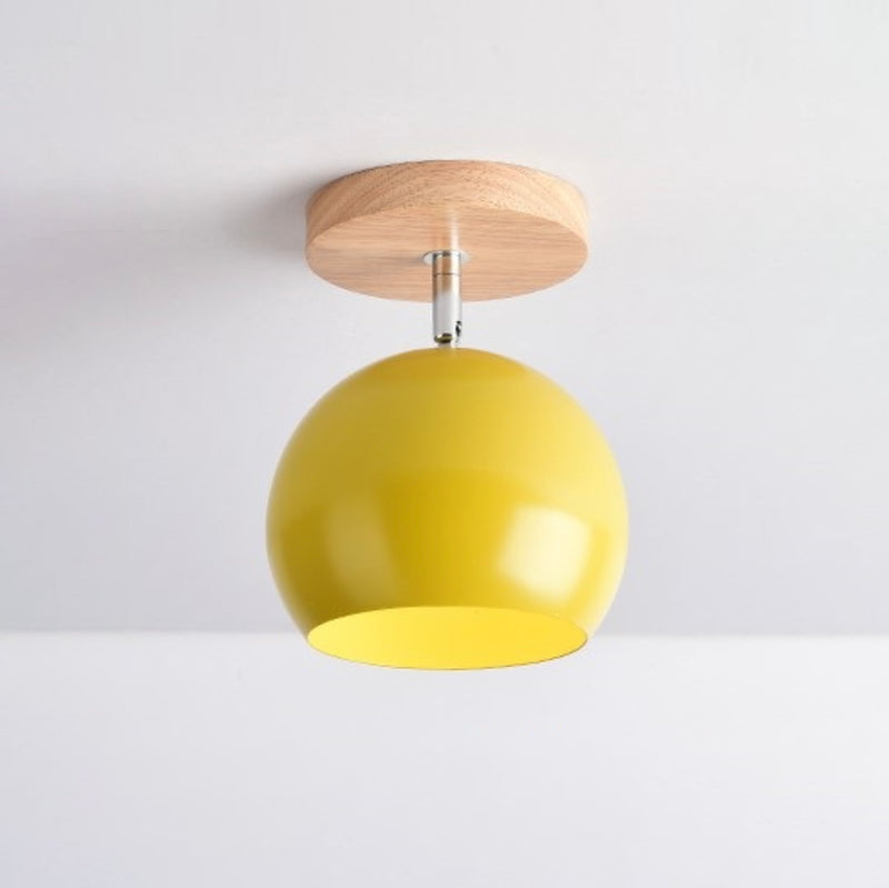 wall lamp wooden LED and metal ball with adjustable colour