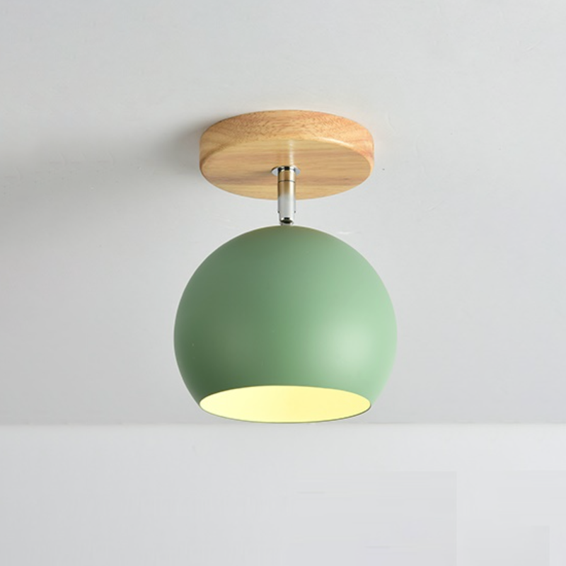 wall lamp wooden LED and metal ball with adjustable colour