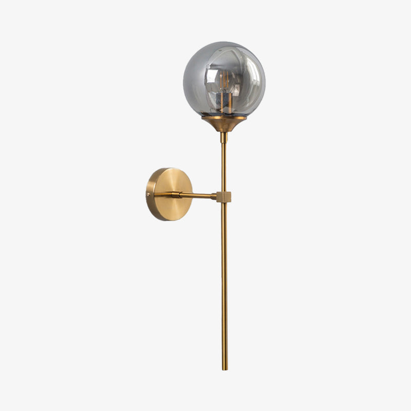 wall lamp LED wall design with gold arm and glass ball