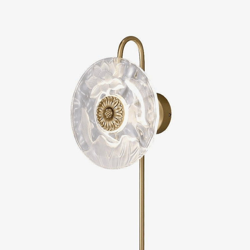 Lámpara de pared design LED con disco de cristal con dibujo de flores