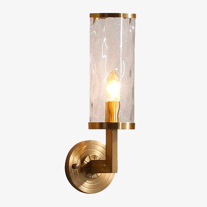 wall lamp golden wall with lampshade cylindrical glass