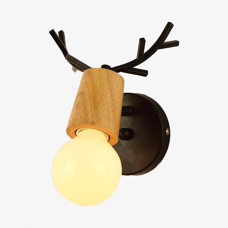 wall lamp Wooden deer wall (black or white)