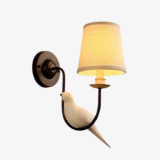 wall lamp LED wall with lampshade and perched bird