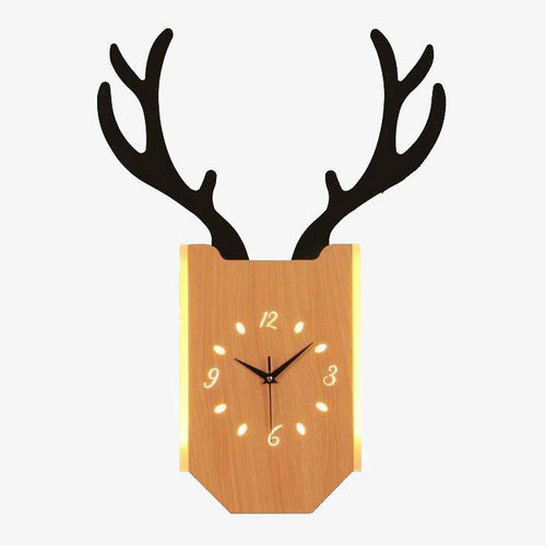 Applique murale LED corne de cerf et horloge