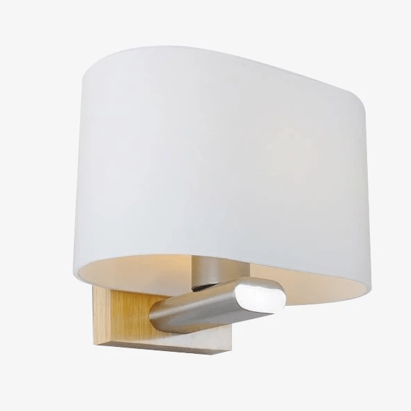 Aplique LED de madera con pantalla redondeada