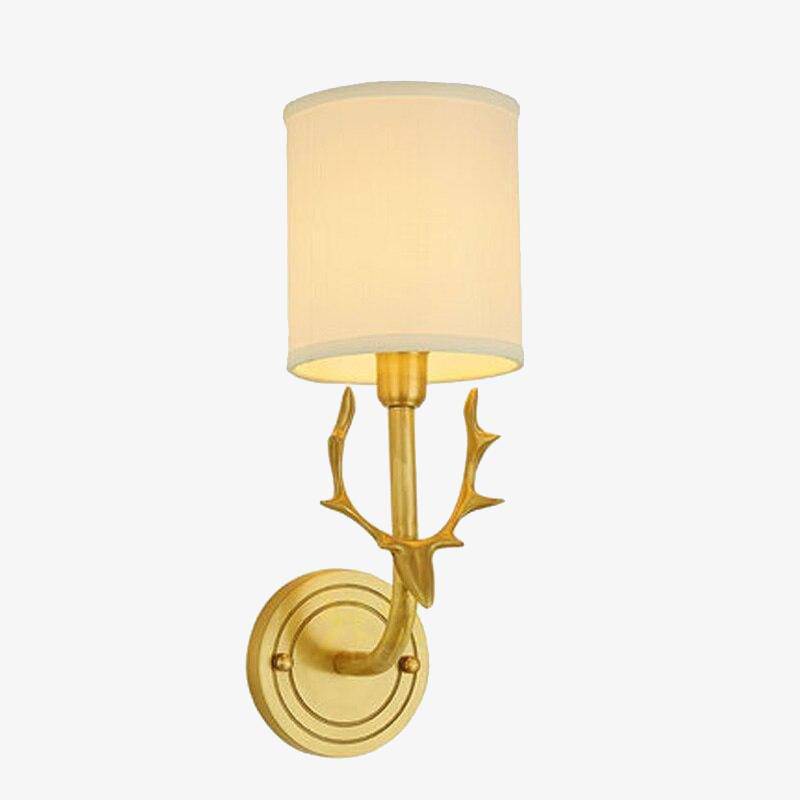 wall lamp retro LED wall light with copper arm and lampshade fabric