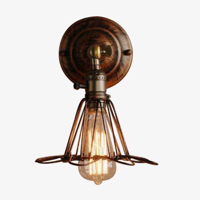 wall lamp rustic wall with cage lamp Bird