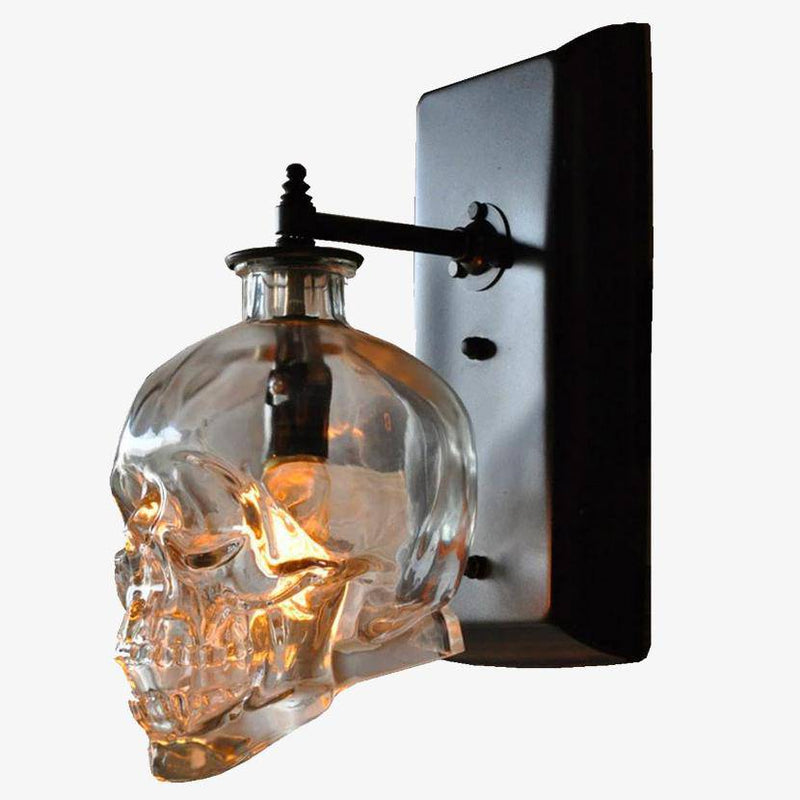 wall lamp glass skull and crossbones