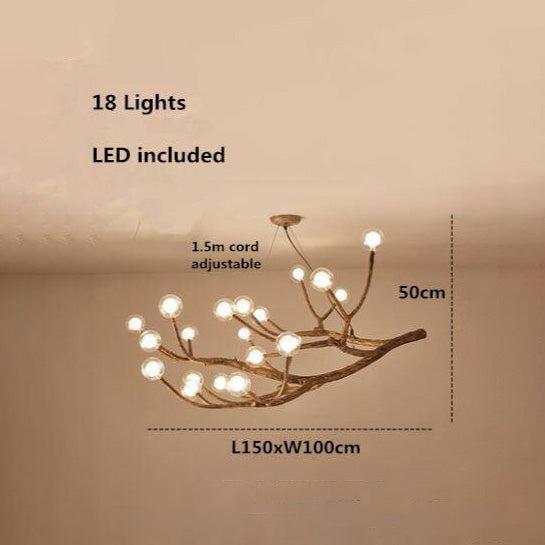 Lustre design moderne en forme de branches d'arbres avec plusieurs lampes LED