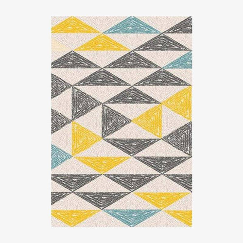 Tapis rectangle moderne aux formes géométriques jaunes style Keecy