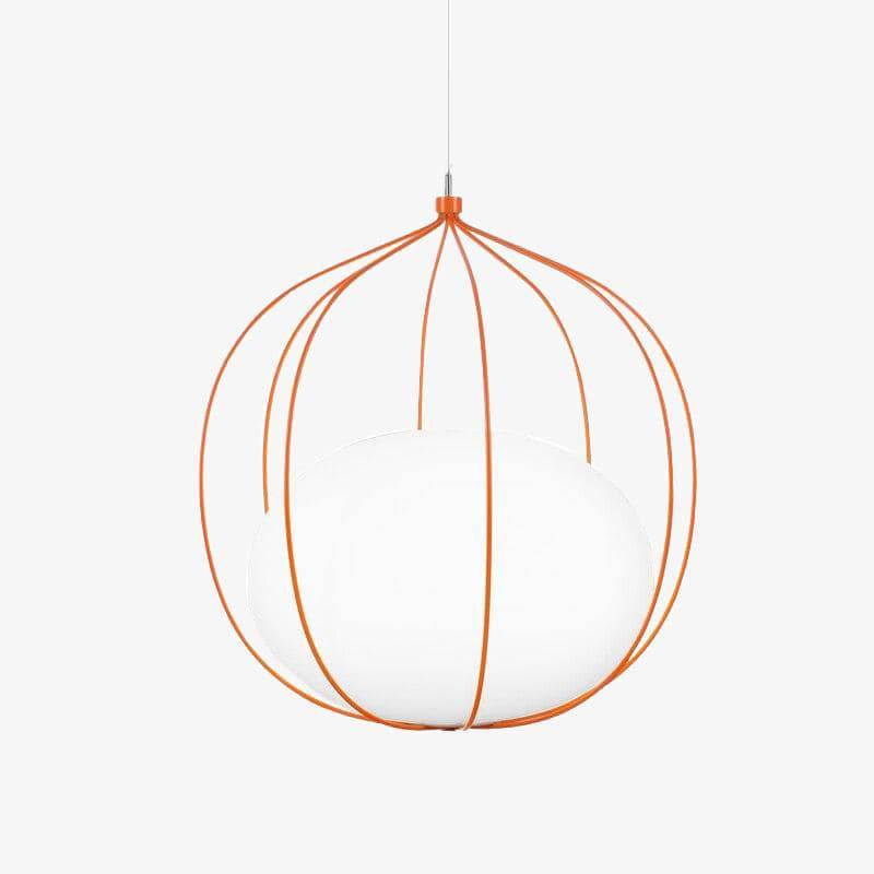 pendant light LED design in colored cage with Hang glass light sphere