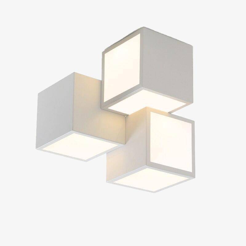 Lámpara de techo design con LED y varios cubos metálicos Loft