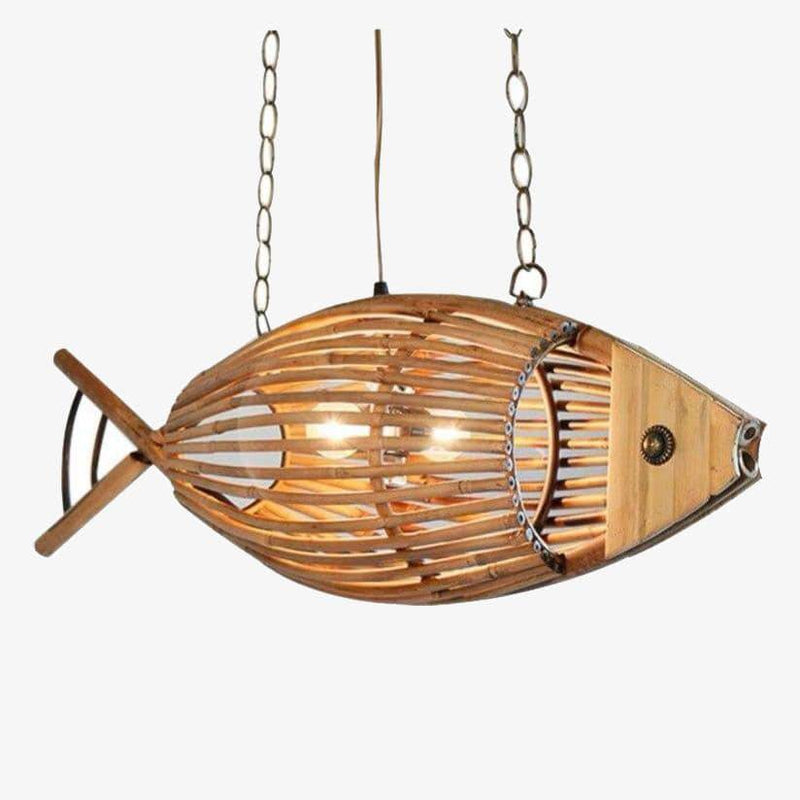 Lámpara de suspensión Novedosa impresión de peces de bambú con LED