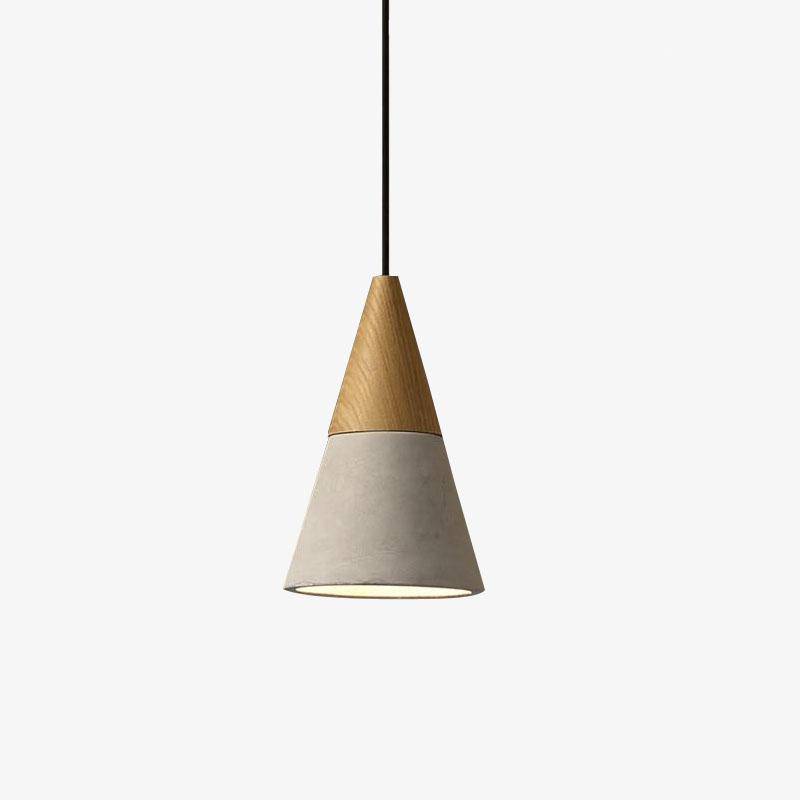 pendant light design in wood and cement of several forms Studio