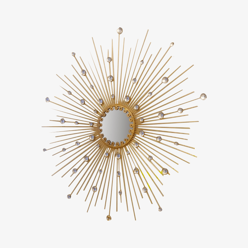 Large round gold sunburst wall mirror Creative