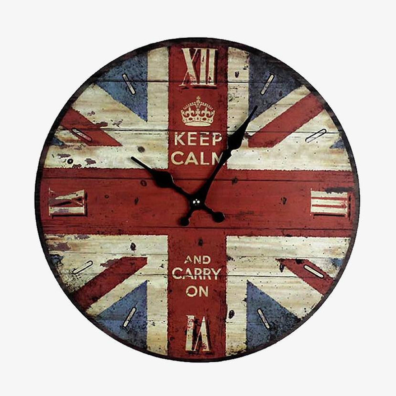Horloge murale ancienne drapeau Angleterre rétro 30cm