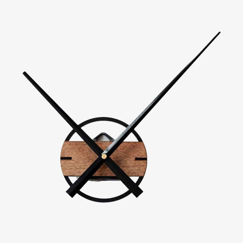 Wall clock with coloured hands and wooden base Pointer