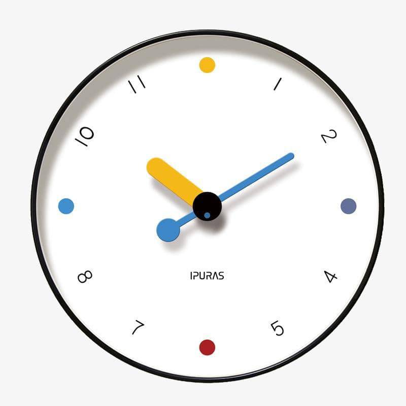 Round wall clock with playful coloured circles Rato