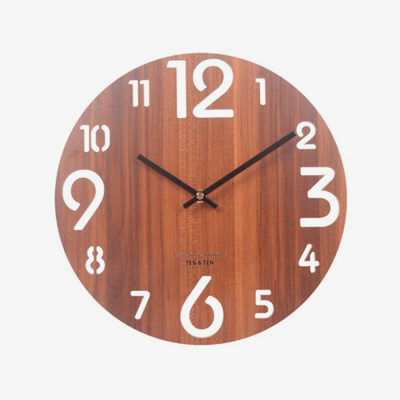 Reloj de pared redondo de madera estilo Tee II 30cm